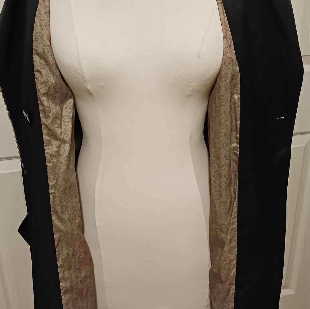 Michael Kors Medium Stylish Rain Jacket With Belt Black Womans - Picture 5 of 11